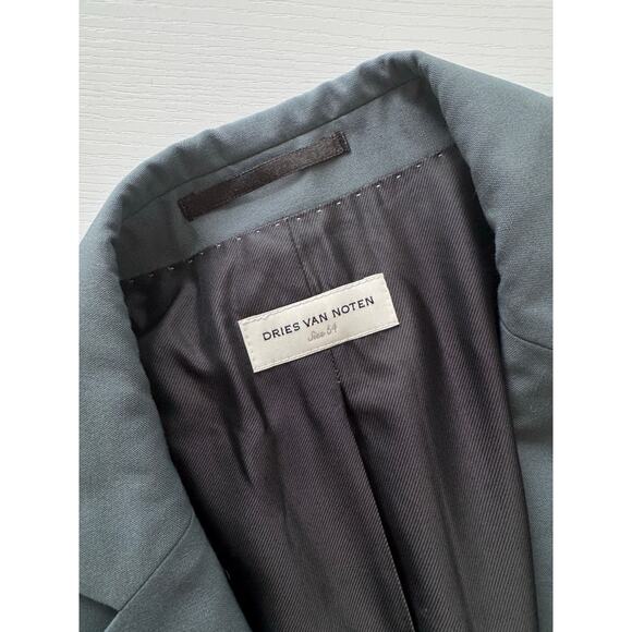Dries Van Noten Slate-Blue Wool-Blend Blazer Suit Jacket - Picture 5 of 7